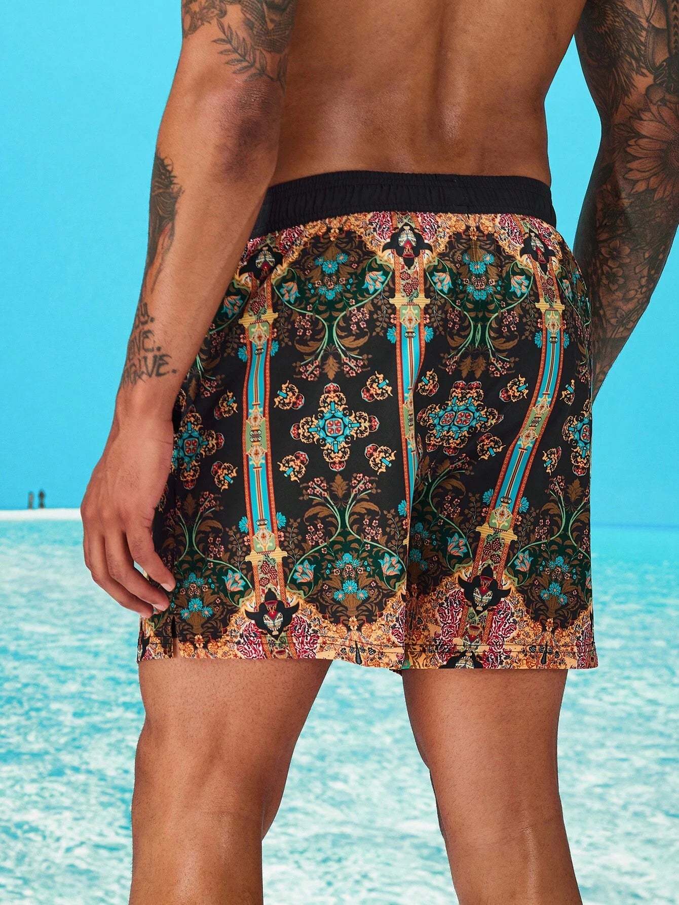 Floral Print Slight Stretch Swim Trunks-Waves And Trunks