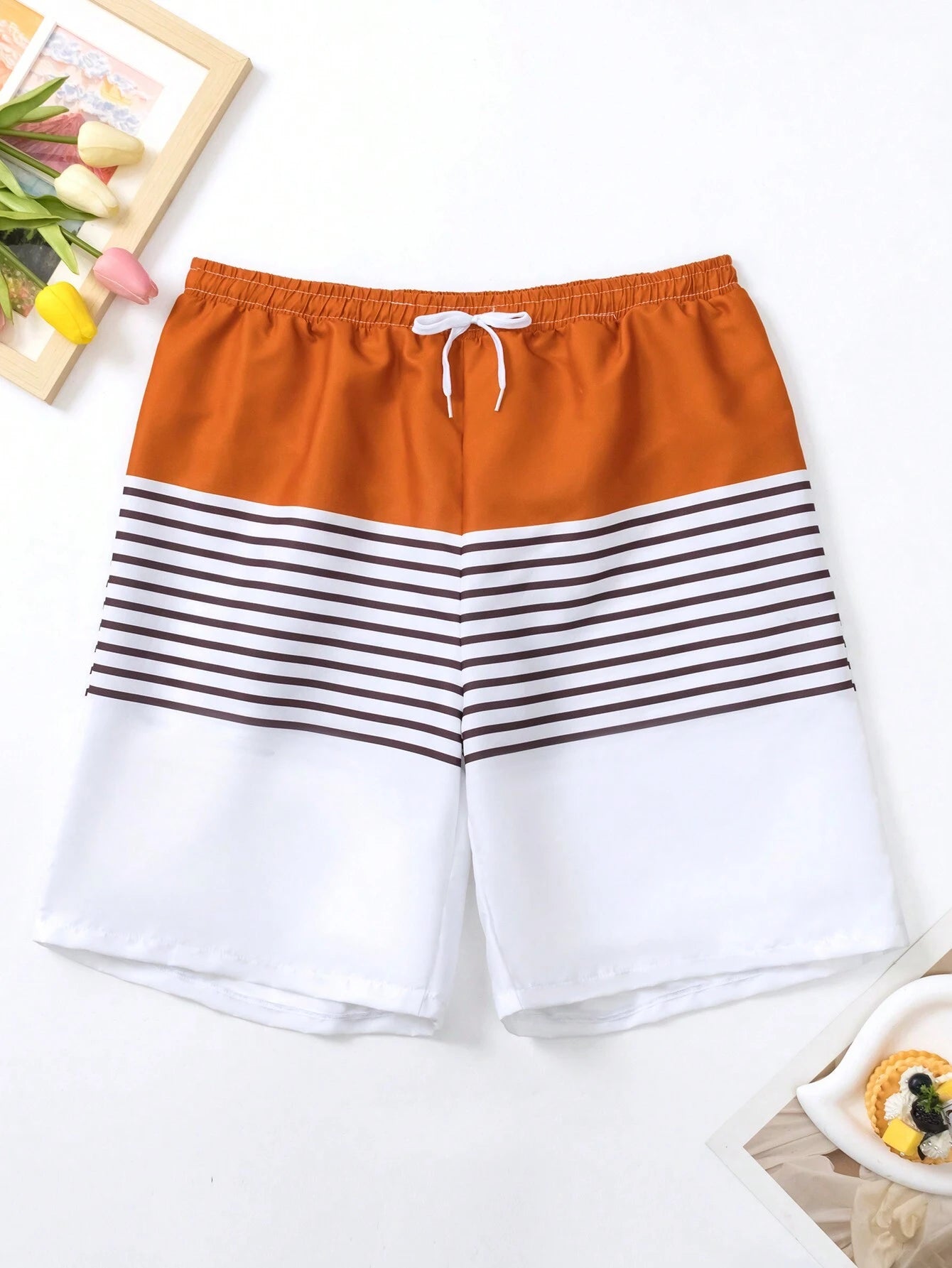 Drawstring Waist Shorts-Waves And Trunks