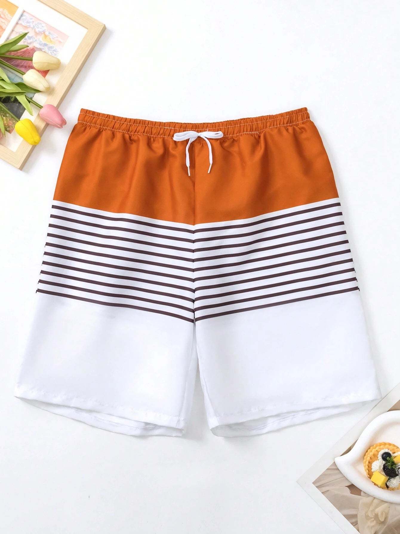 Drawstring Waist Shorts-Waves And Trunks