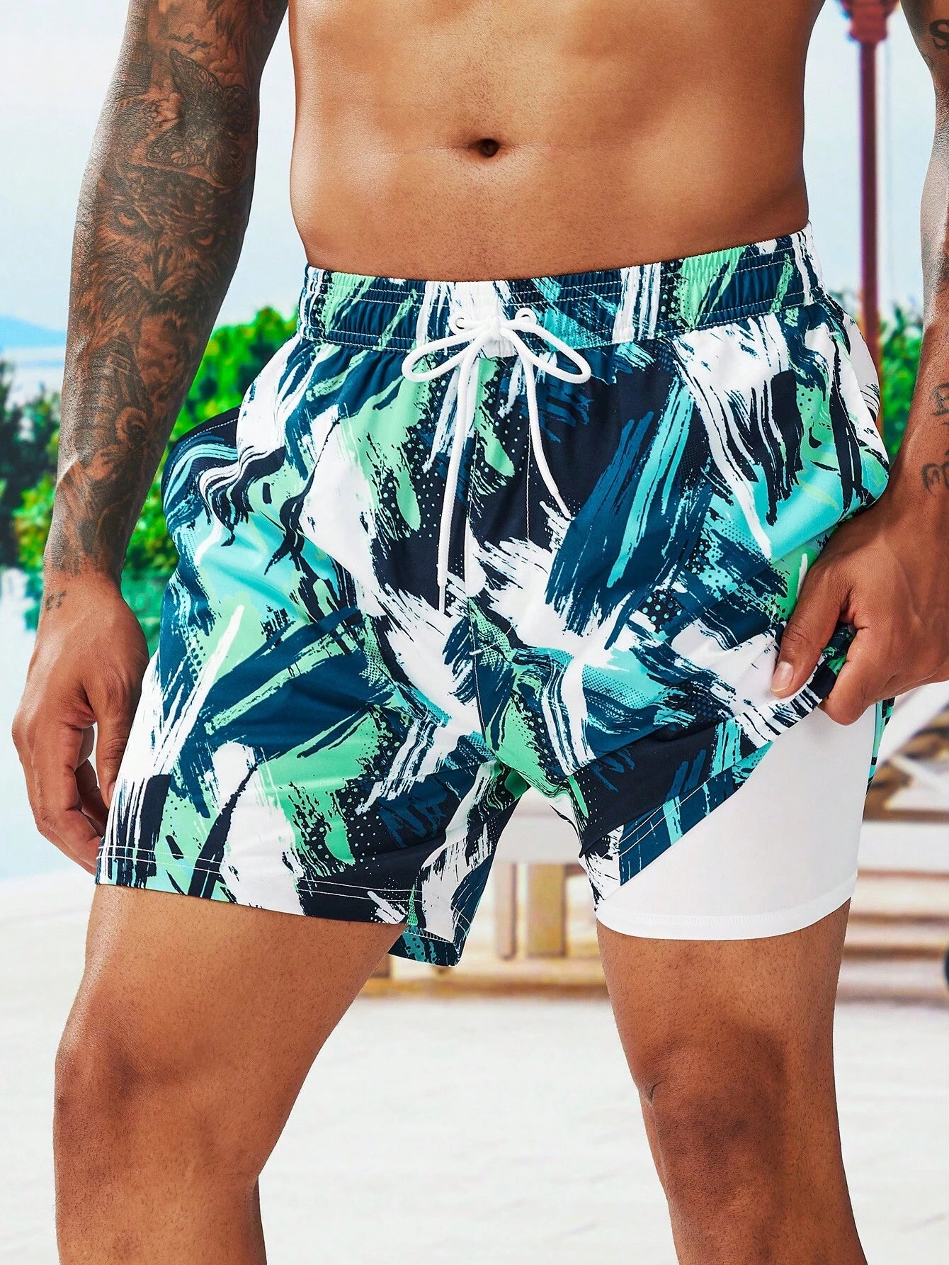 Brush Print Swim Trunks-Waves And Trunks