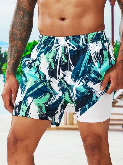 Brush Print Swim Trunks-Waves And Trunks