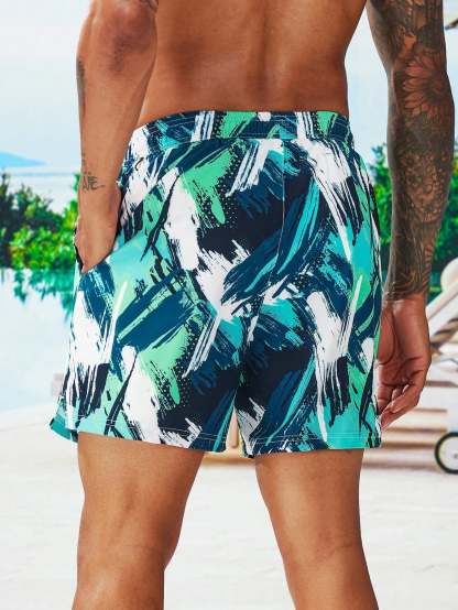 Brush Print Swim Trunks-Waves And Trunks