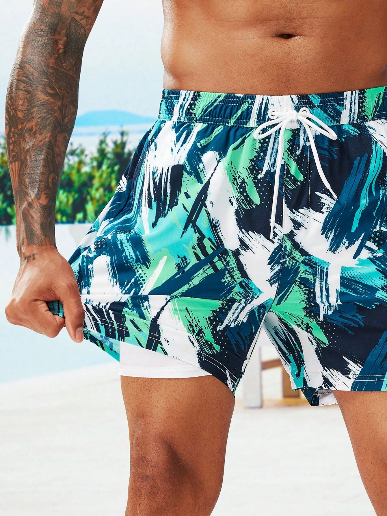 Brush Print Swim Trunks-Waves And Trunks