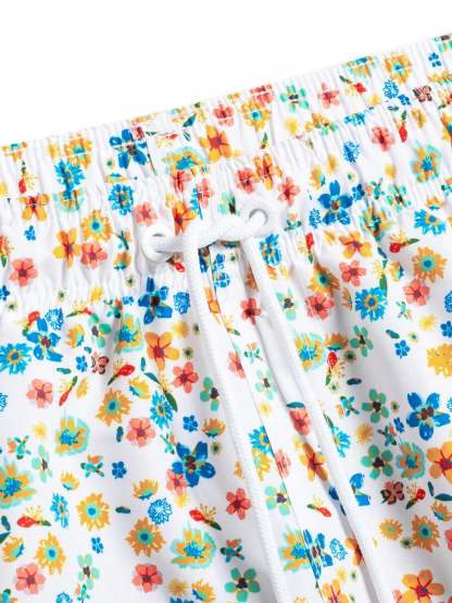 Ditsy Floral Drawstring Swim Trunks-Waves And Trunks