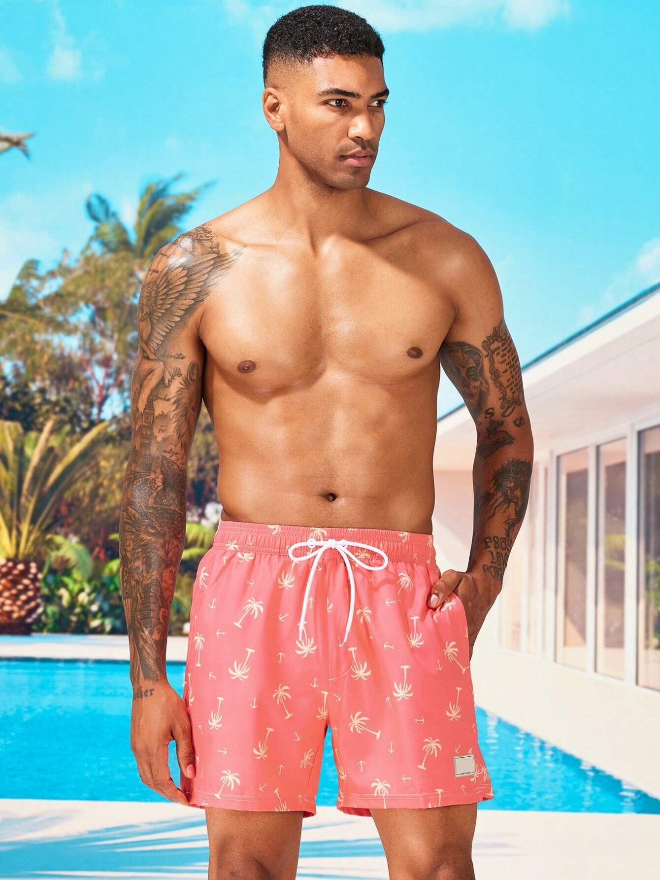Coconut Tree Print 2 In 1 Shorts-Waves And Trunks