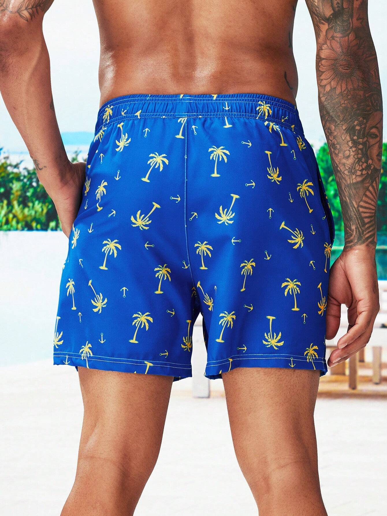 Coconut Tree Print 2 In 1 Shorts-Waves And Trunks