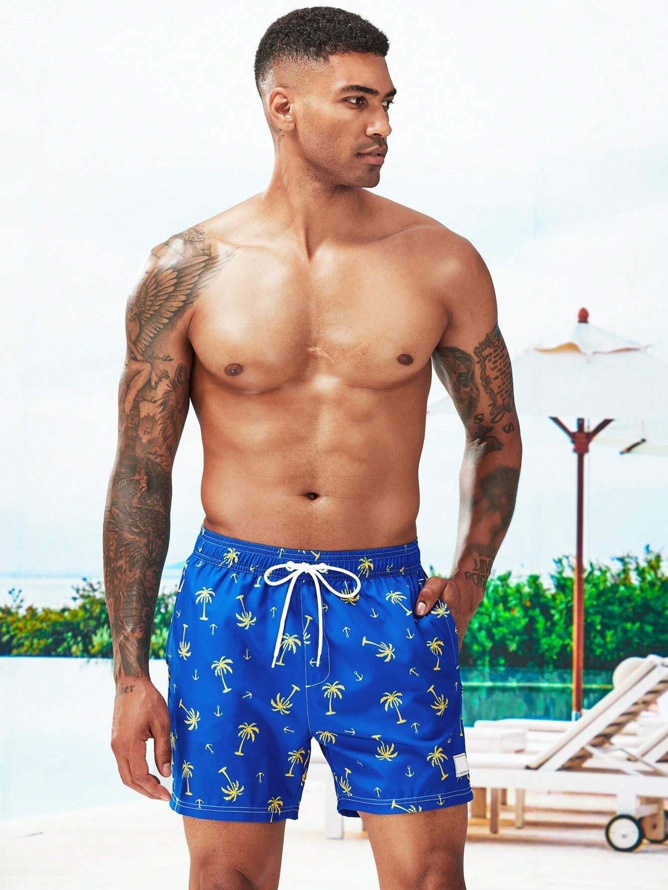 Coconut Tree Print 2 In 1 Shorts-Waves And Trunks