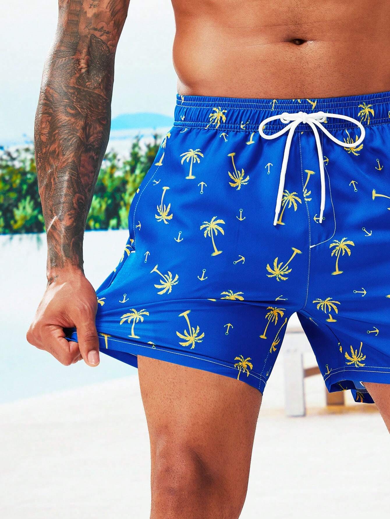 Coconut Tree Print 2 In 1 Shorts-Waves And Trunks