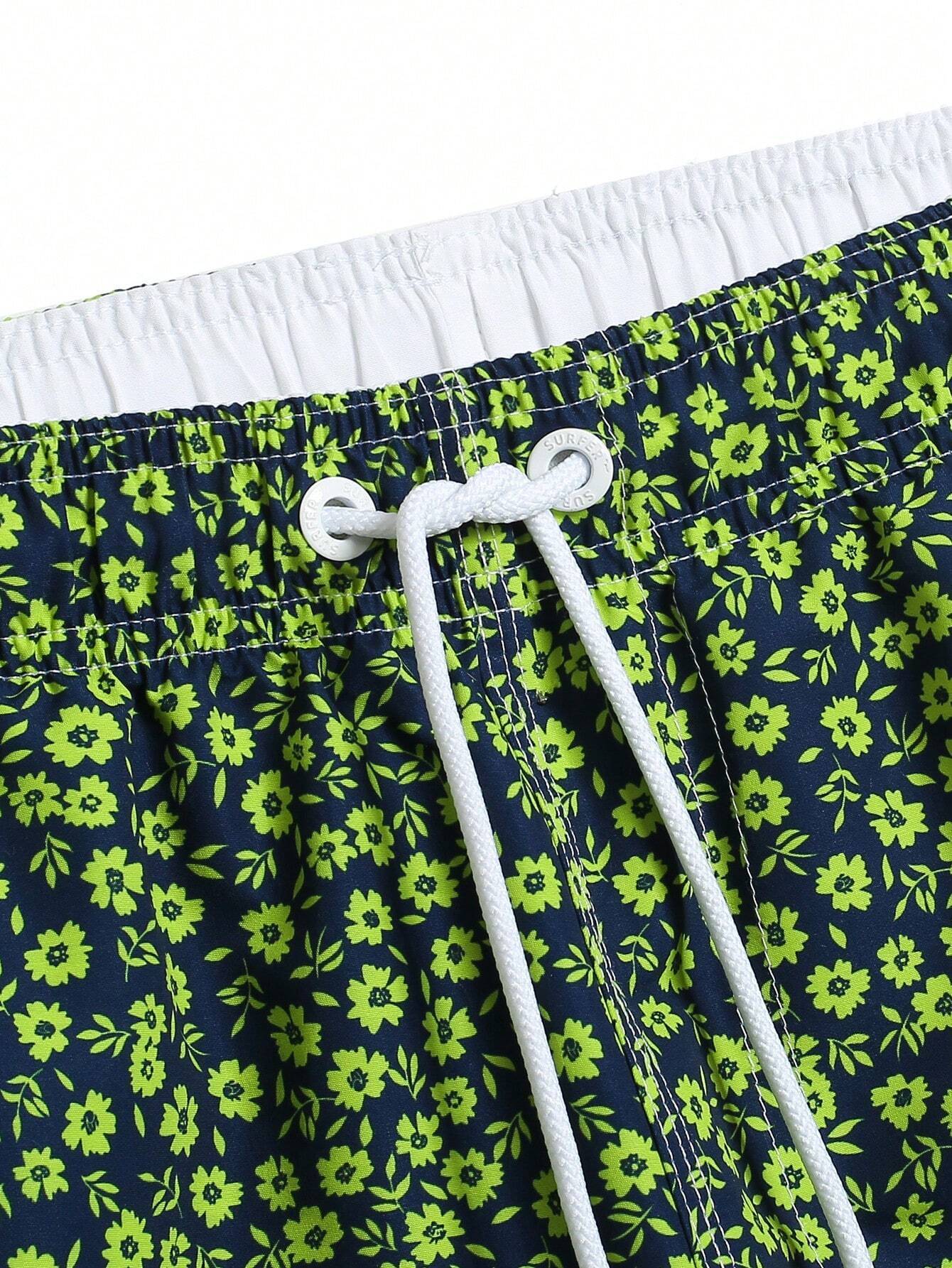 Letter Patched Detail Swim Trunks-Waves And Trunks