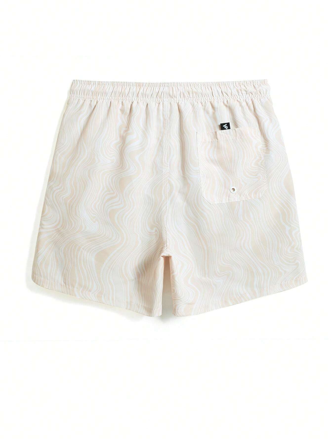 Wave Striped Patched Detail Swim Trunks-Waves And Trunks