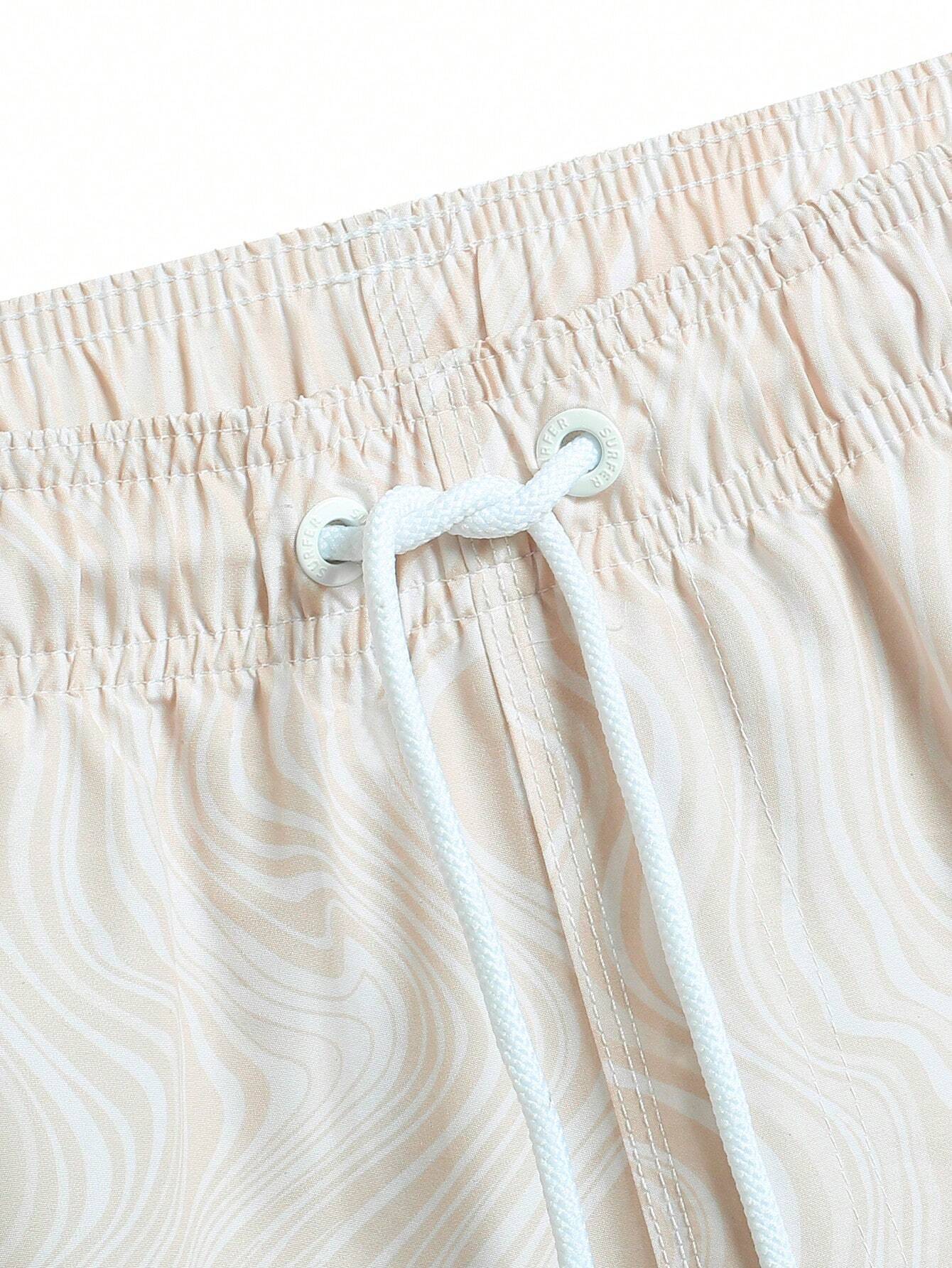 Wave Striped Patched Detail Swim Trunks-Waves And Trunks