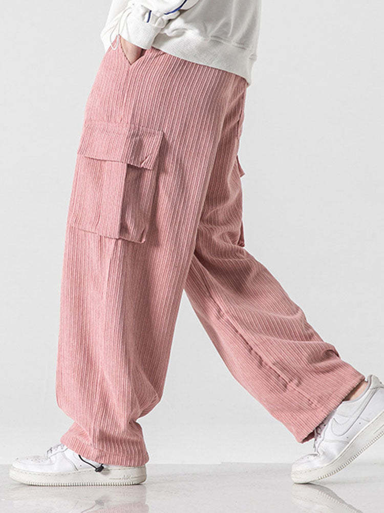 Loose Corduroy Cargo Pants-Waves And Trunks