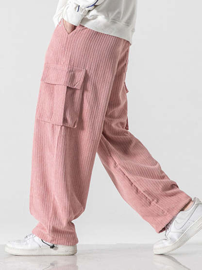 Loose Corduroy Cargo Pants-Waves And Trunks