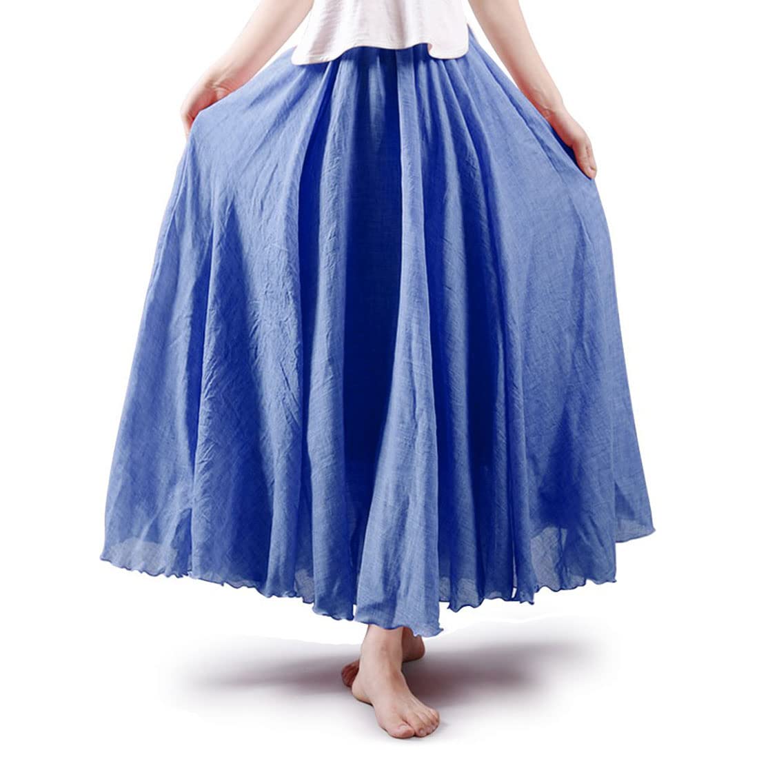 Bohemian Cotton Linen Elastic Maxi Skirt