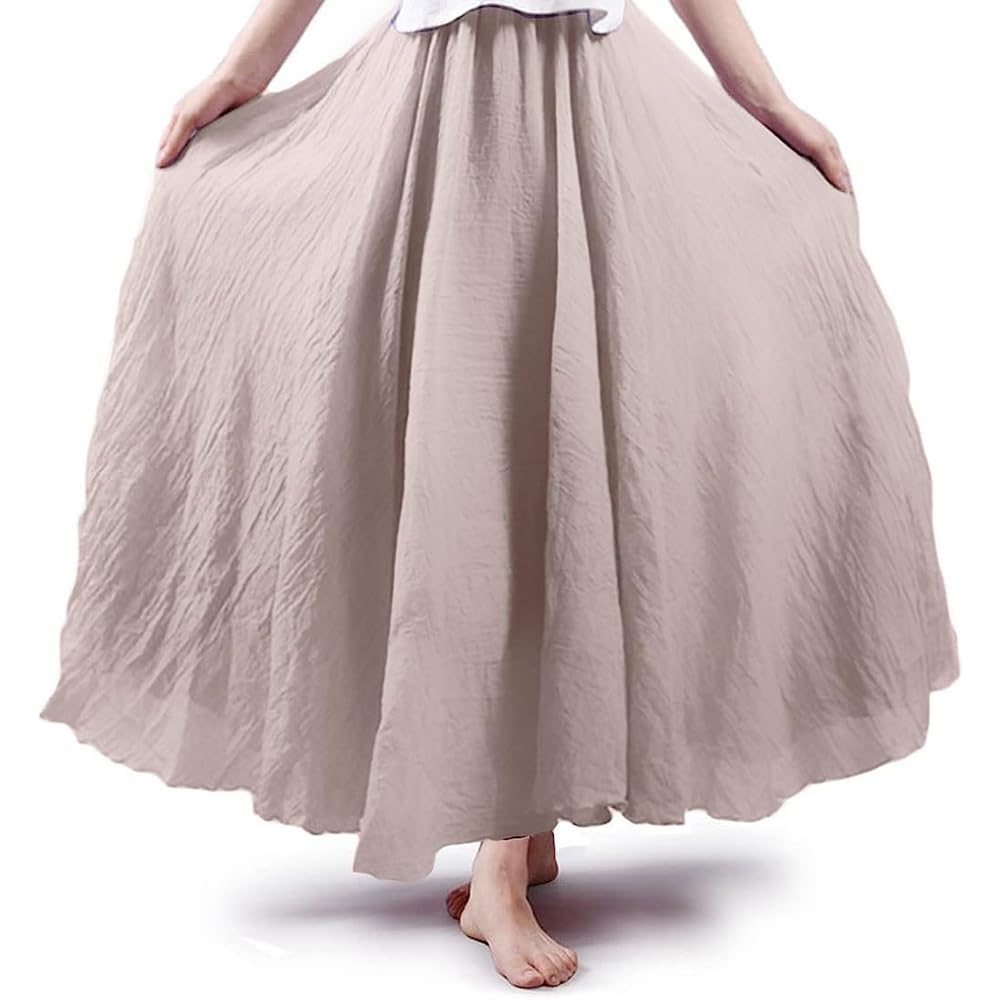 Bohemian Cotton Linen Elastic Maxi Skirt