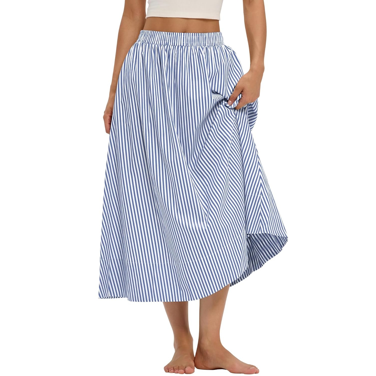 Cotton Boho Summer Beach Casual Elastic Waist Dress For Women