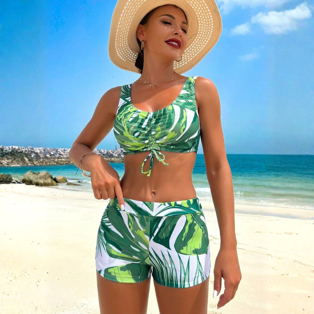 Tropical Plant Print Matching Swimwear Sets