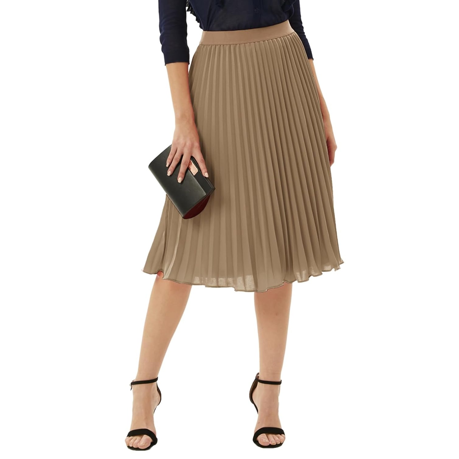 Pleated High Lengt Midi Skirt For Women