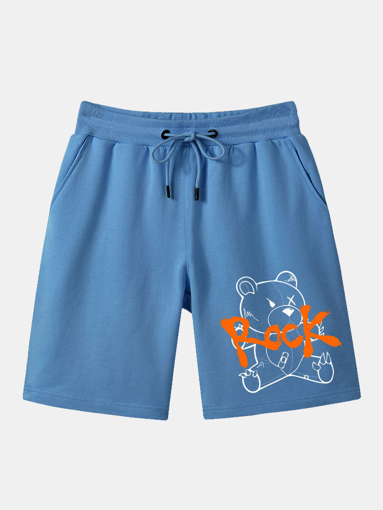 Rock Bear Printed Mid Length Shorts-Waves And Trunks
