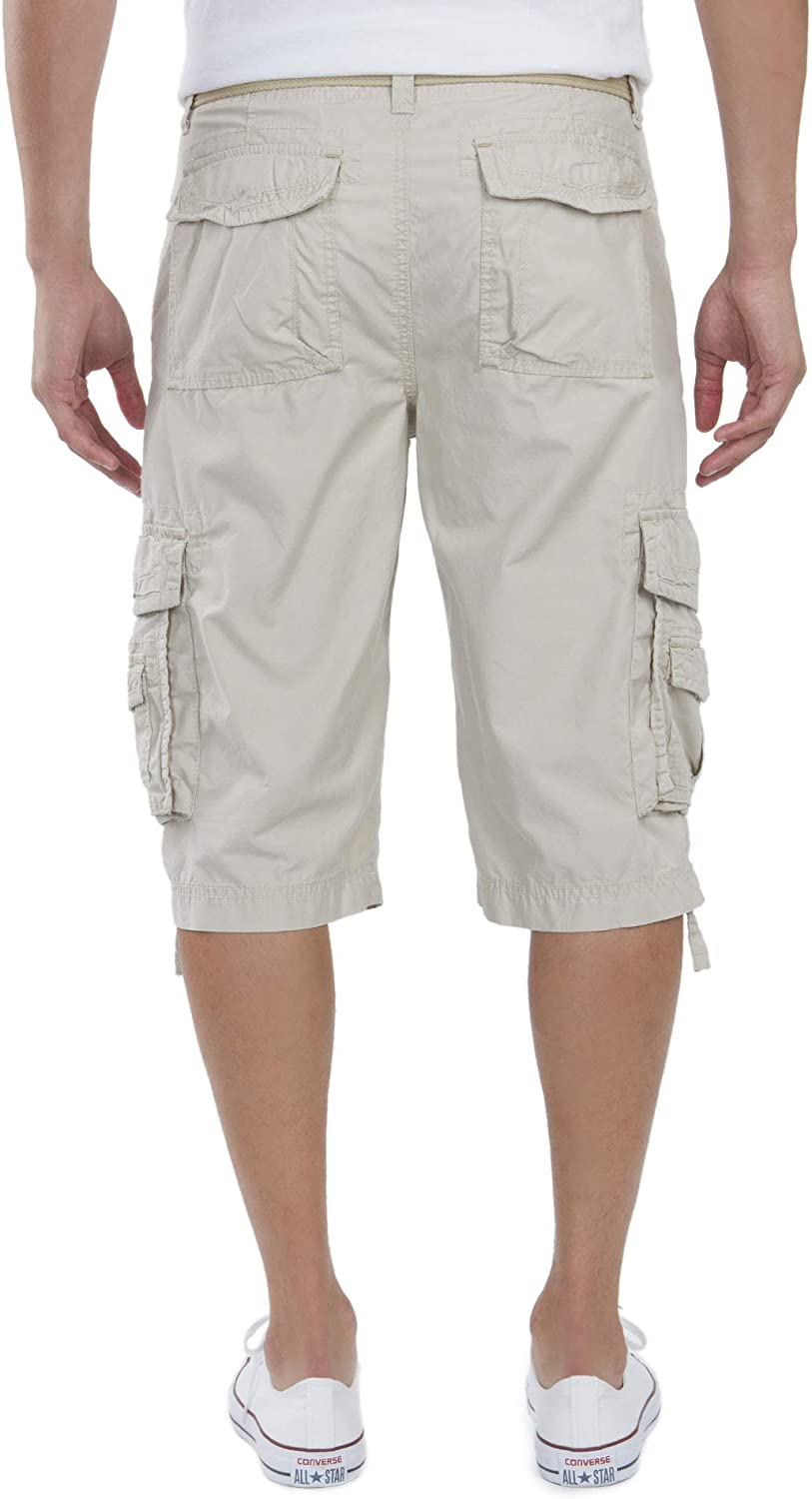 Button Fly Belted Cargo Shorts-Waves And Trunks