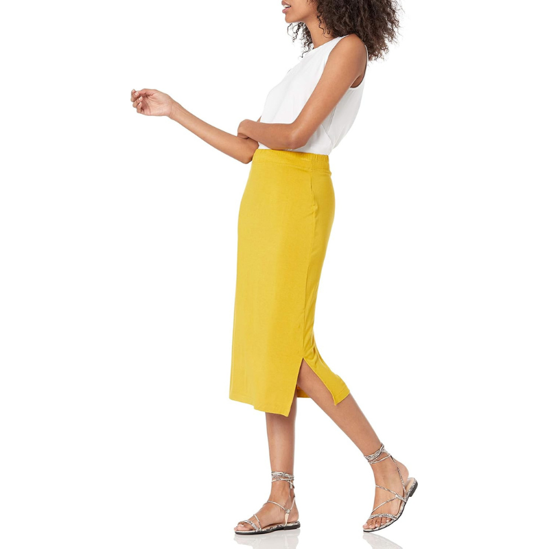 Casual Stretch Knit Midi Skirt With Soft Fit For Women