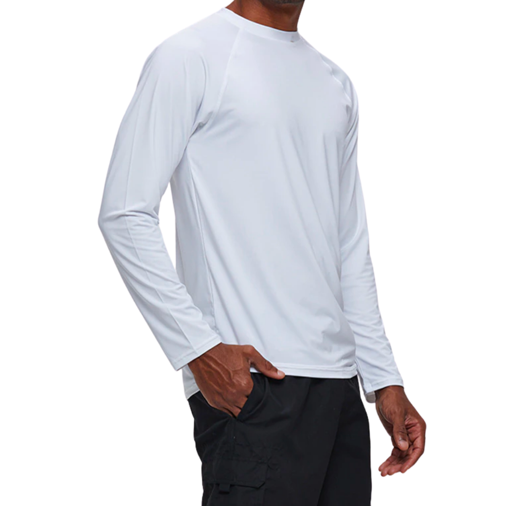 White Long Sleeve Surfing T-Shirt-Waves And Trunks