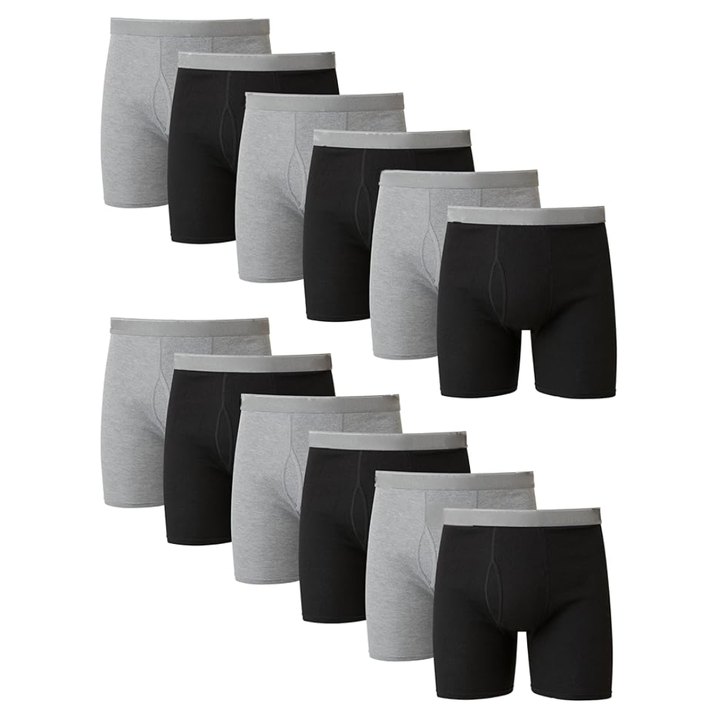 Pack Of 12 Men Moisture Wicking Cotton Boxer Briefs