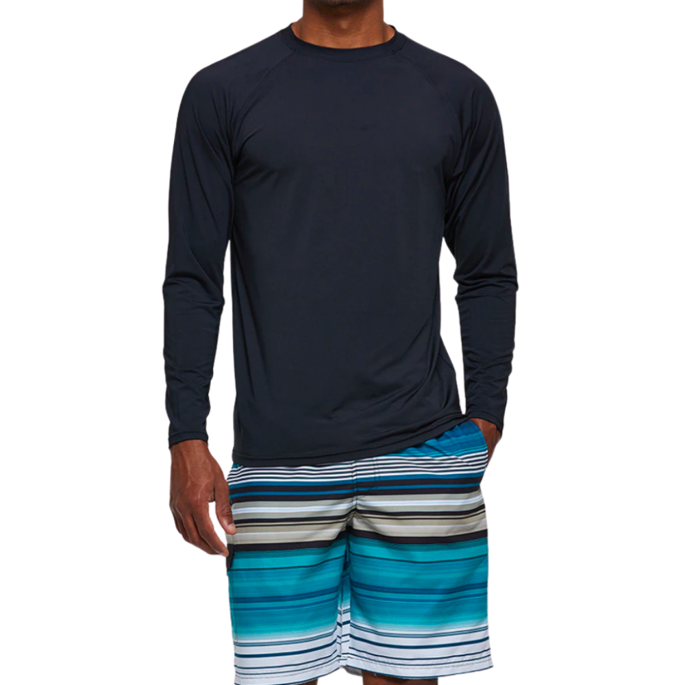 Black Long Sleeve Surfing T-Shirt-Waves And Trunks