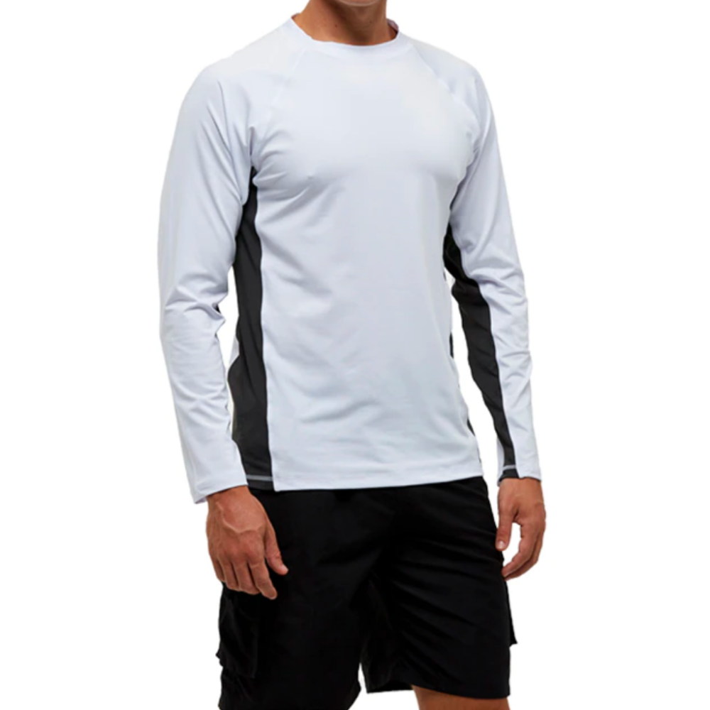 White and Black Long Sleeve Surfing T-Shirt-Waves And Trunks