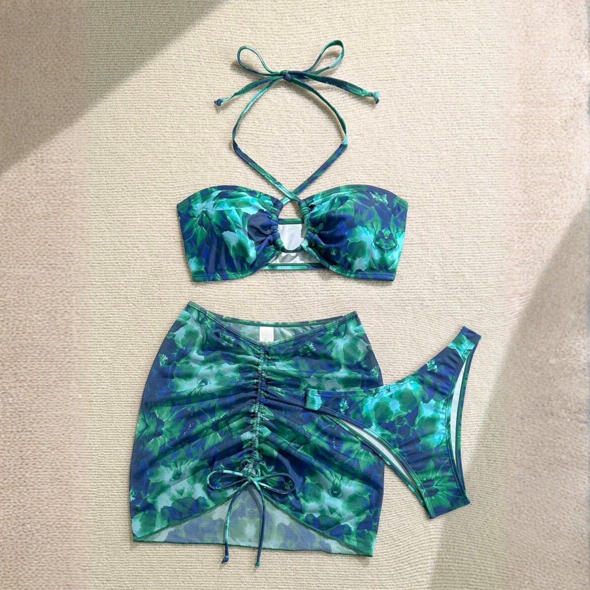 All Over Print Drawstring Beach Shorts Men Swim Trunks With One Piece Swimsuit Couple Set