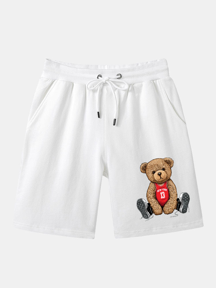 New York Bear Print Mid Length Shorts-Waves And Trunks
