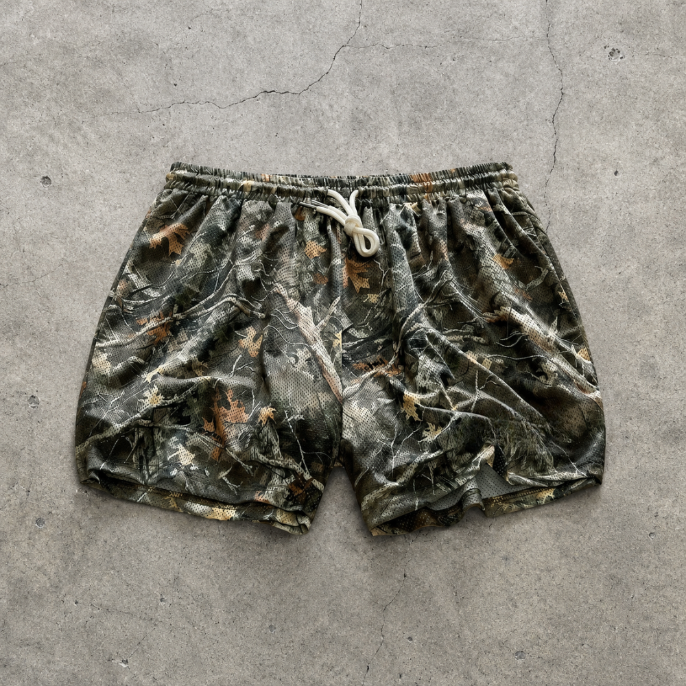 Knit Casual Loose Straight Camo Shorts For Men