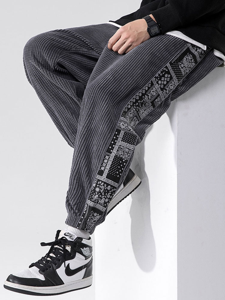 Paisley Print Corduroy Pants-Waves And Trunks
