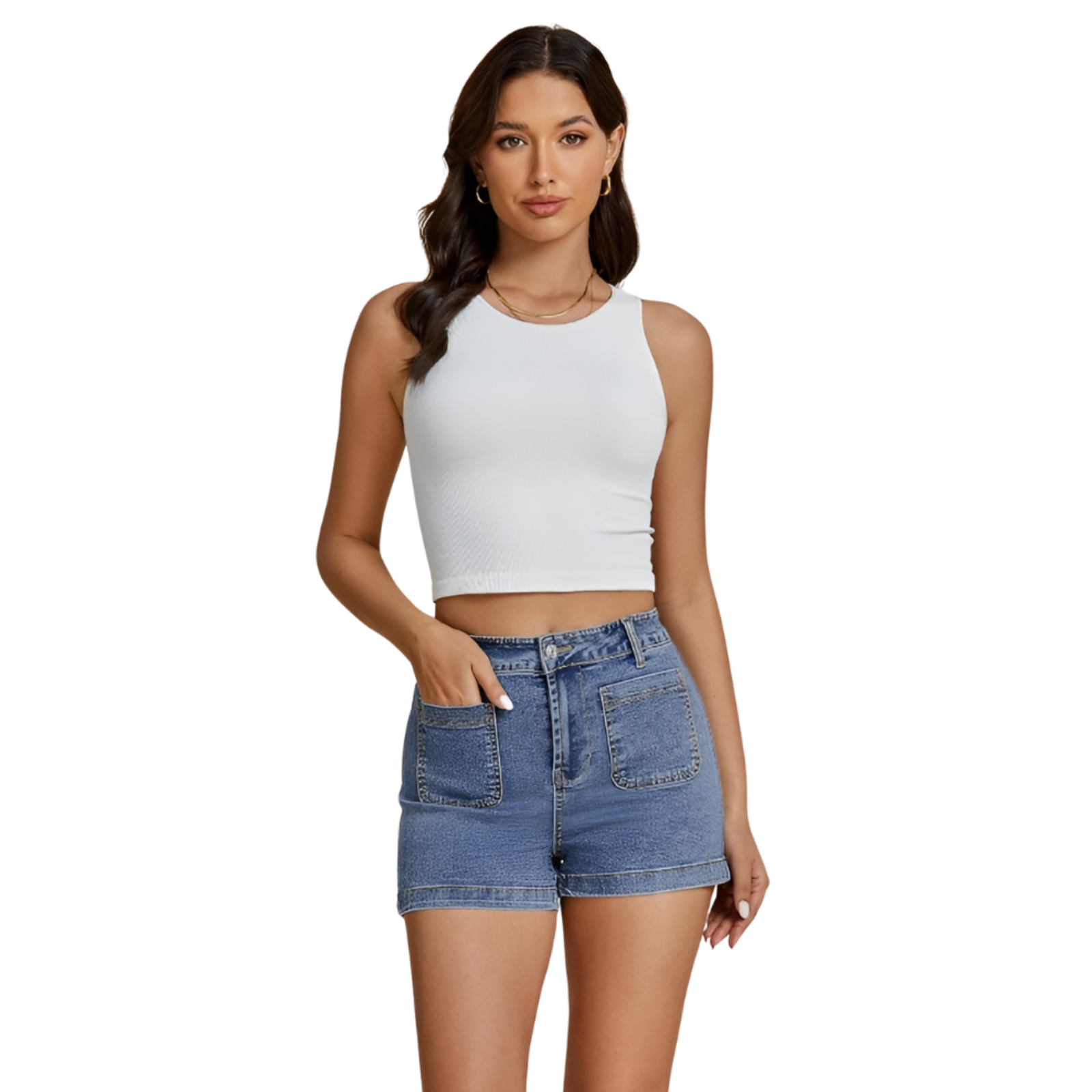 Denim Shorts Rolled Hem – Versatile and Comfortable for Casual Outings-Waves And Trunks