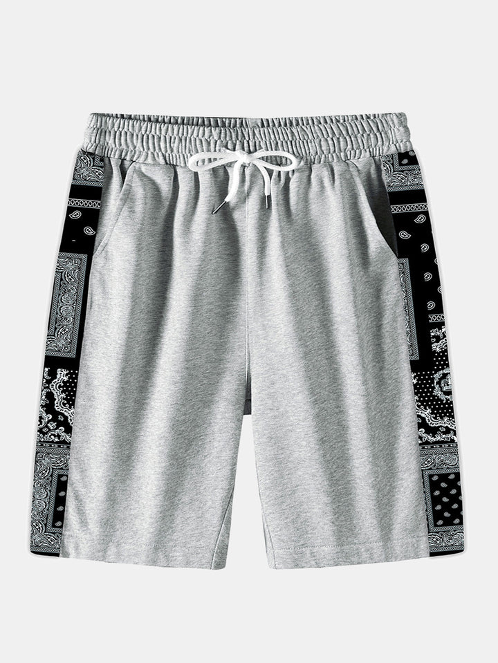 Paisley Paneled Jersey Shorts-Waves And Trunks