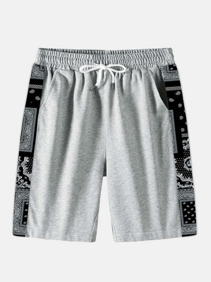 Paisley Paneled Jersey Shorts-Waves And Trunks