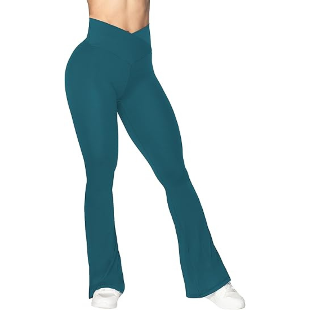 Flared Stretch Fit Yoga Pants-Waves And Trunks