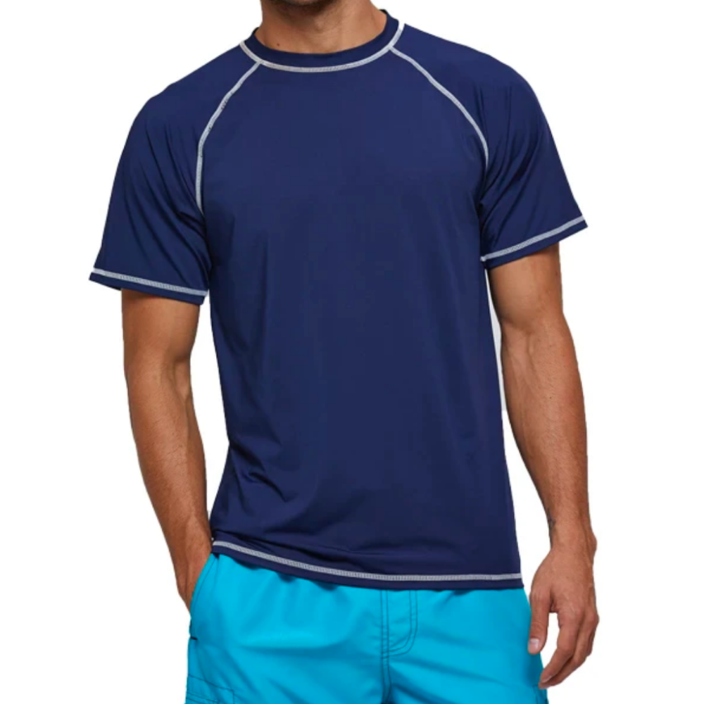 Dark Blue Short Sleeve Surfing T-Shirt-Waves And Trunks