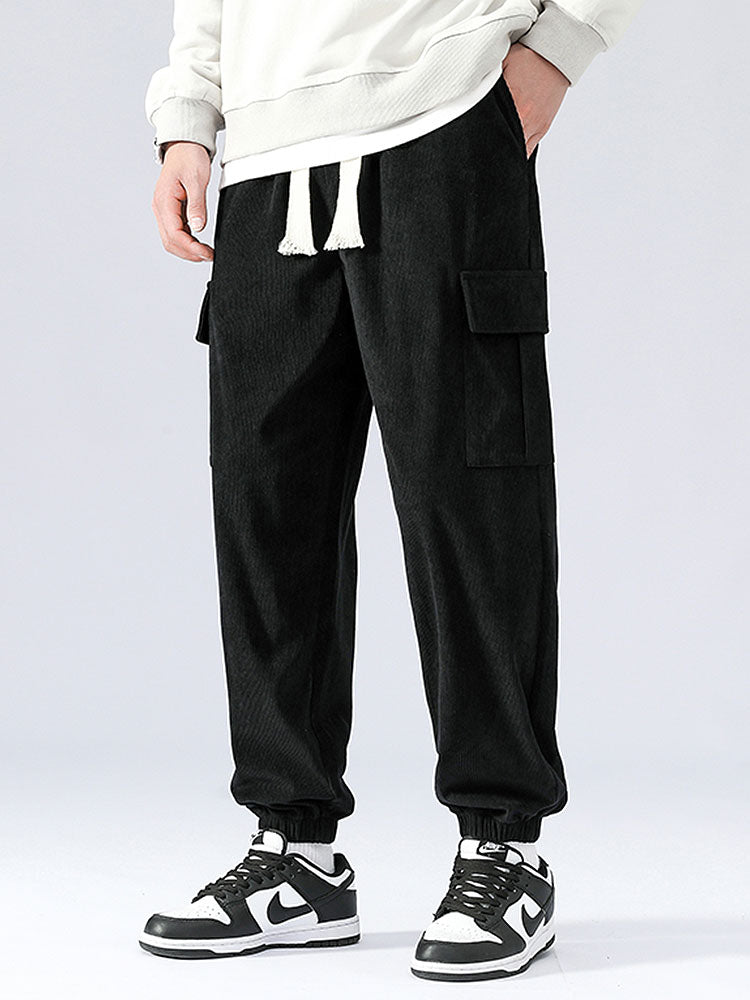 Casual Corduroy Cargo Joggers-Waves And Trunks
