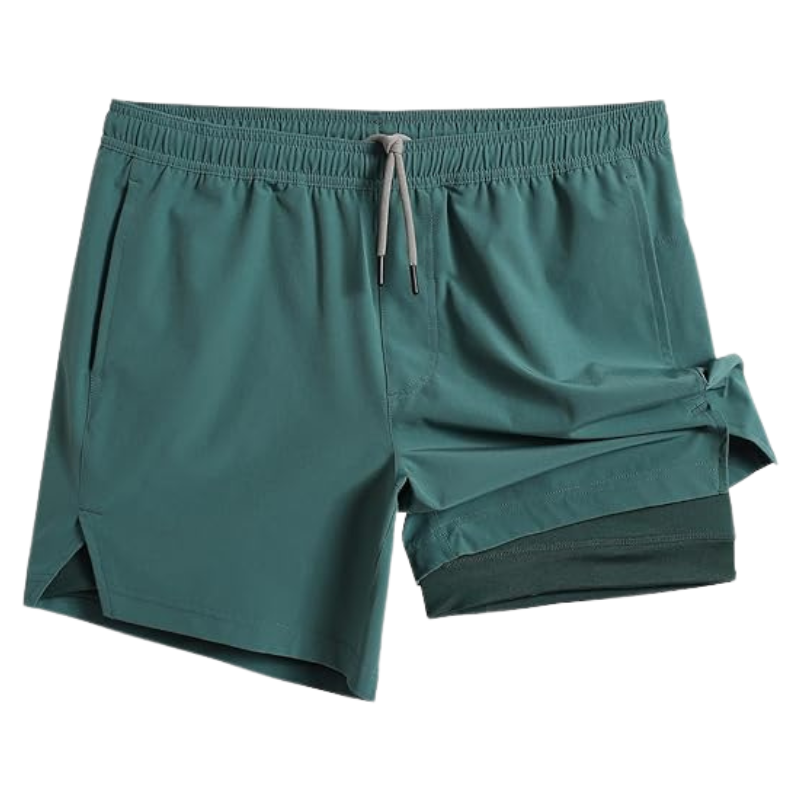 2 In 1 Quick Dry Athletic Shorts – Dual-Layer Design for Performance-Waves And Trunks