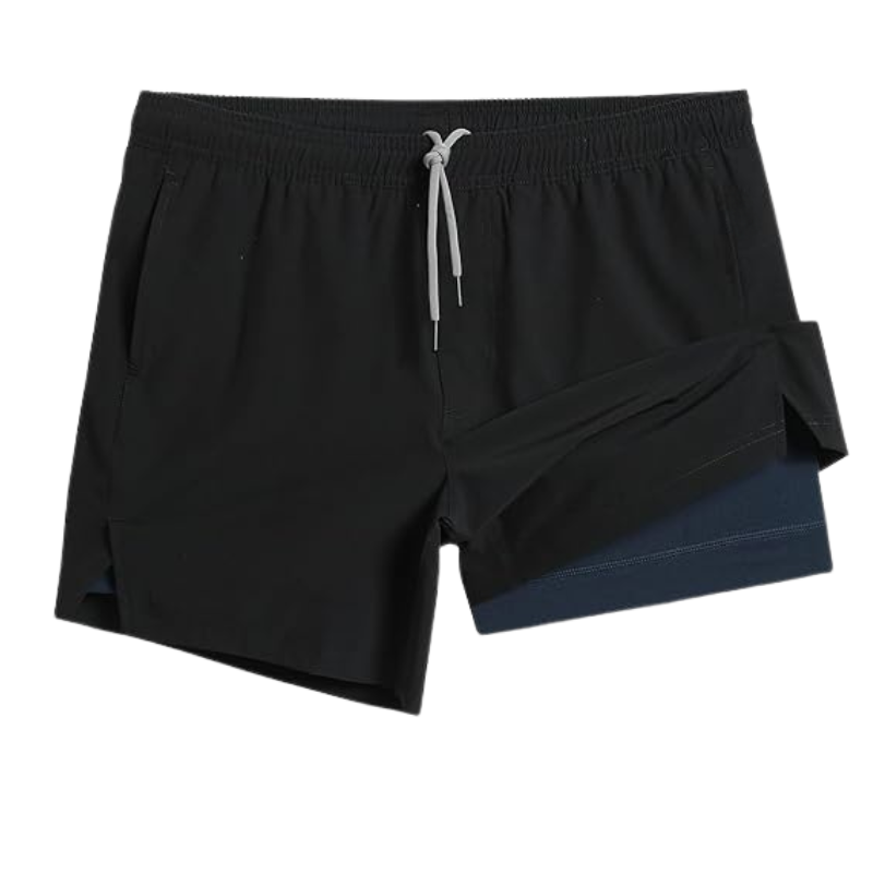 2 In 1 Quick Dry Athletic Shorts – Dual-Layer Design for Performance-Waves And Trunks