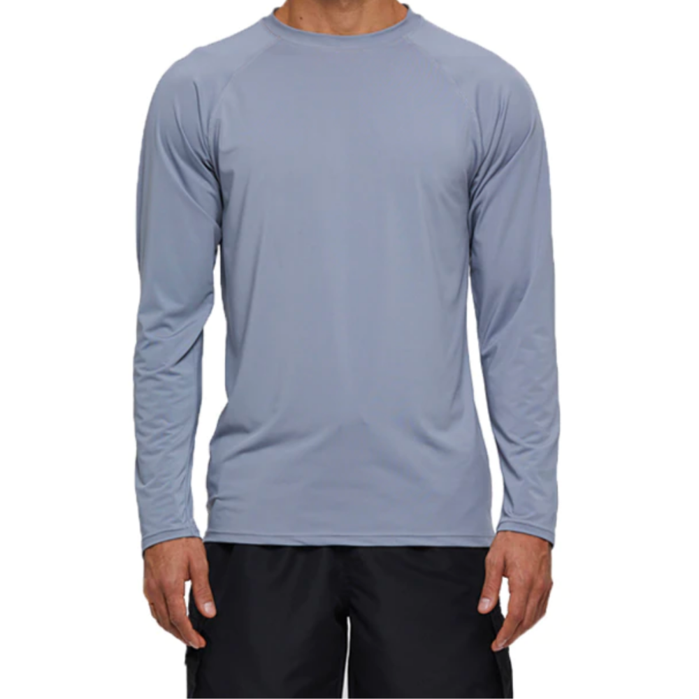 Light Grey Long Sleeve Surfing T-Shirt-Waves And Trunks