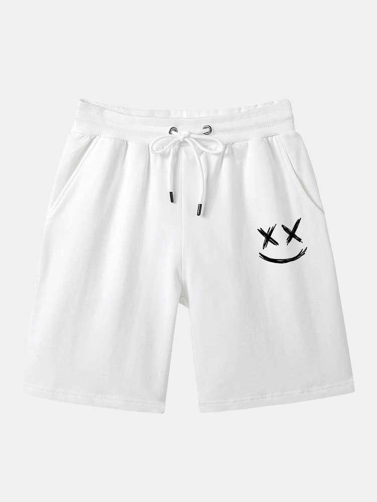 Smiley Printed Mid Length Shorts-Waves And Trunks