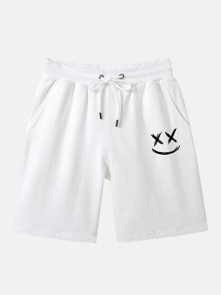 Smiley Printed Mid Length Shorts-Waves And Trunks