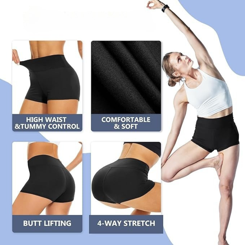 3 Inch Biker Workout Shorts – High Waist and Stretchable-Waves And Trunks
