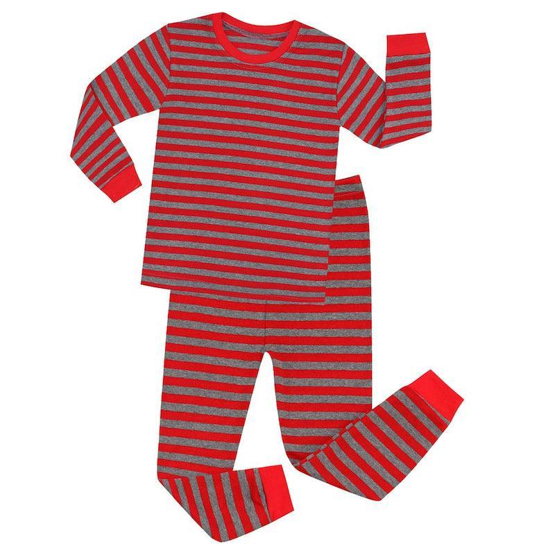2 Piece Striped Patterned Cotton Pajama Set For Kids - Children Pajamas