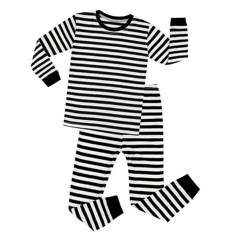 2 Piece Striped Patterned Cotton Pajama Set For Kids - Children Pajamas