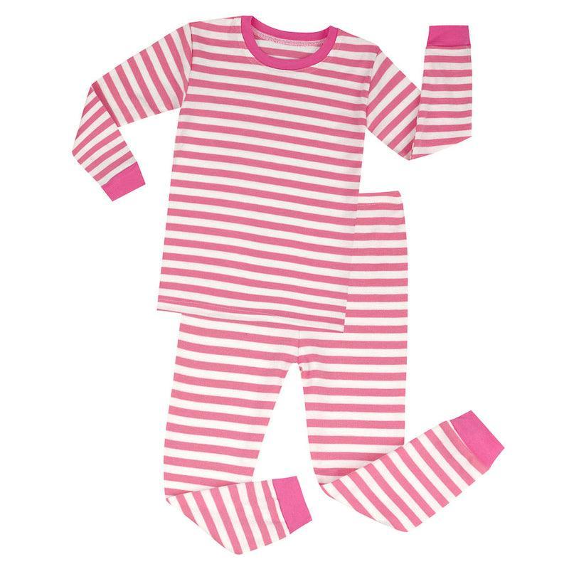 2 Piece Striped Patterned Cotton Pajama Set For Kids - Children Pajamas