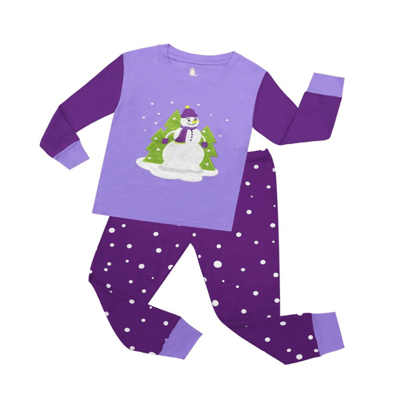 2 Pieces Snowman Print Pajama Set - Children Pajamas