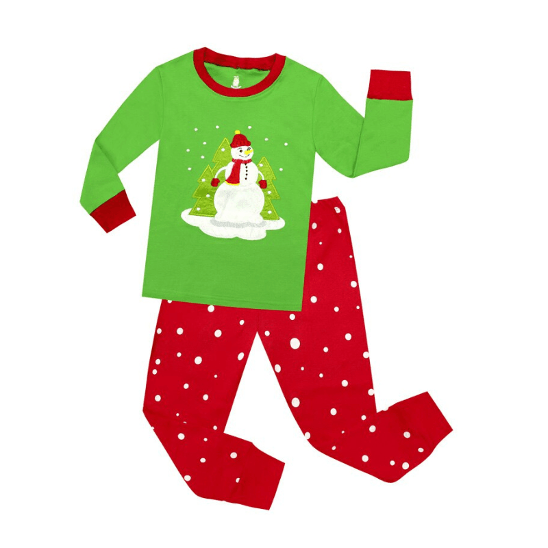 2 Pieces Snowman Print Pajama Set - Children Pajamas